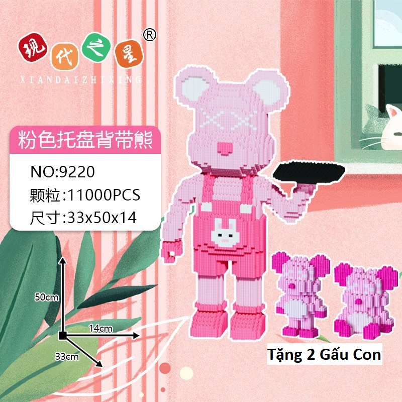 Đồ chơi lắp ráp 3D mô hình Gấu Bearbrick siêu to khổng lồ jinx xinz, lego Bearbrick 55cm