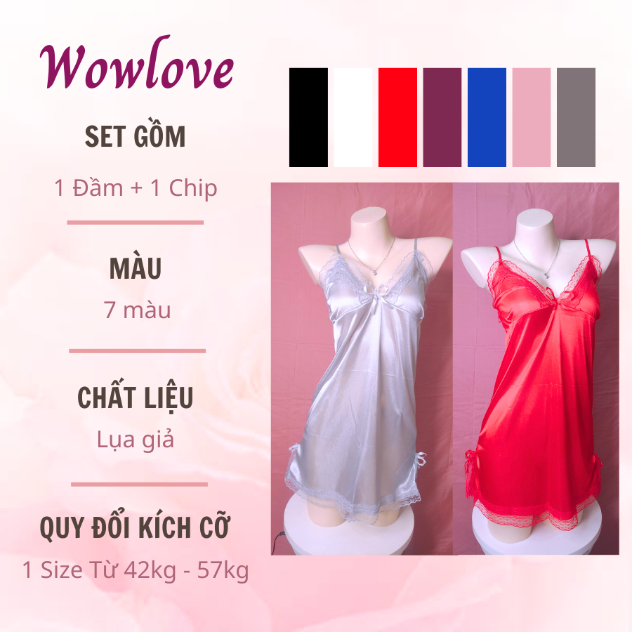 Đầm Đồ Váy Ngủ 2 Dây Phối Ren Sexy Quyến Rũ Thời Trang Cho Nữ