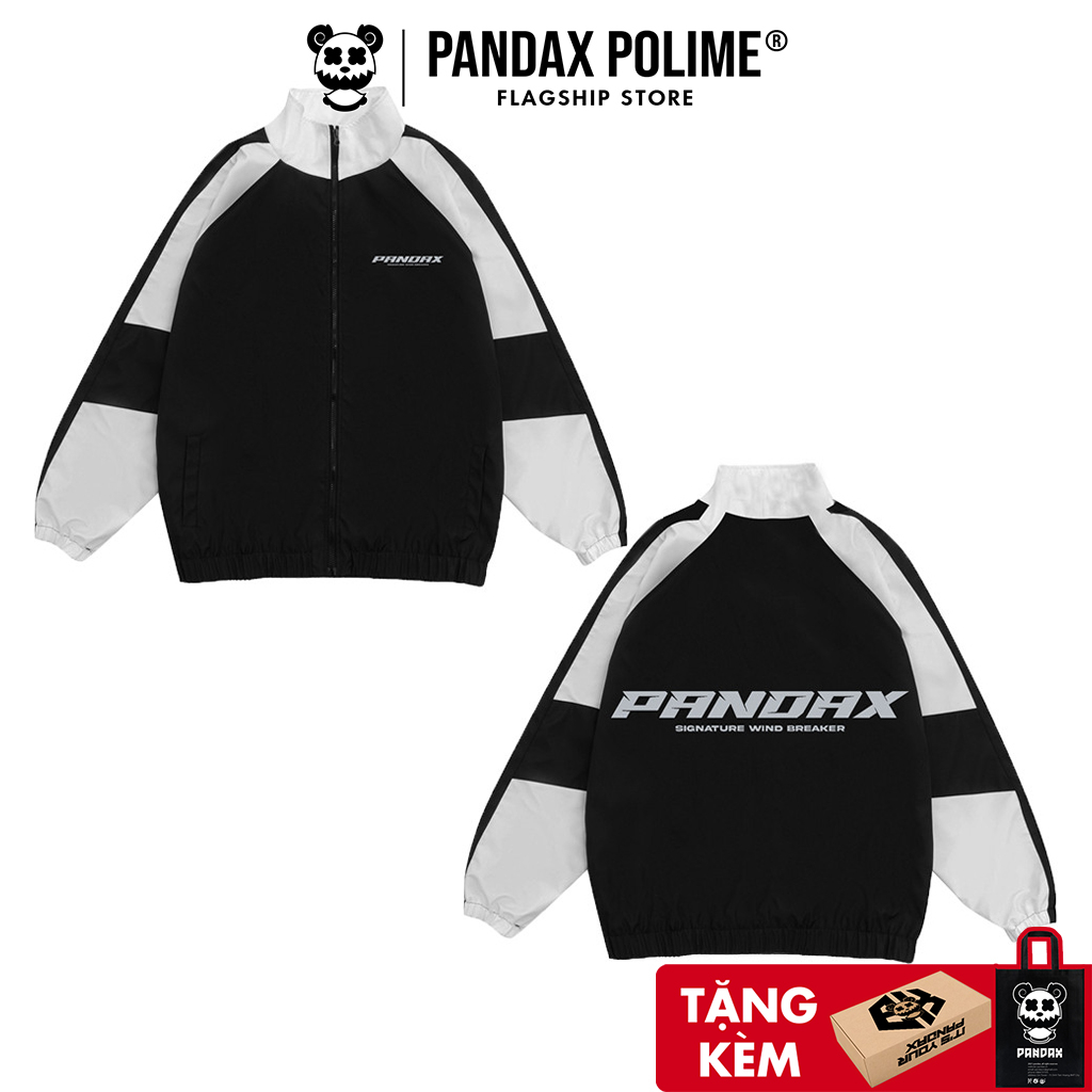 Áo khoác gió local brand nam form rộng phản quang Pandax polime cao cấp dày dặn unisex bigsize phối màu trắng đen