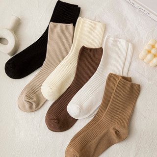 Tất vớ nữ cotton trơn vintage thấm hút mồ hôi và kháng khuẩn - Tất vớ Li retro