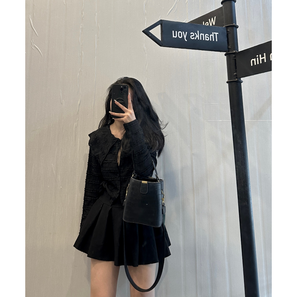 Áo Ren Bèo 2 Lớp Cúc Bọc Dáng Lửng