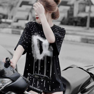  Áo phông nam nữ phối thân chữ in DG 2 màu trắng đen form rộng chất cotton su Áo thun nam nữ thời trang cặp đôi hottrend 