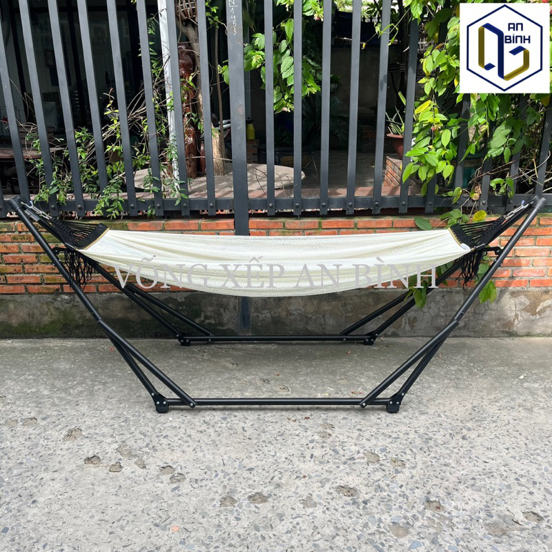 Võng Xếp An Bình, Bộ Võng Xếp Sơn Tĩnh Điện Phi 32 Chịu Lực 250kg, Lưới Võng Sợi Dệt Cao Cấp