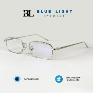  Gọng Kính Cận Kính Mắt Giả Cận Nữ Mắt Vuông Chữ Nhật Nhỏ Xíu Gọng Kim Loại Bạc Chống Ánh Sáng Xanh - BLUE LIGHT 