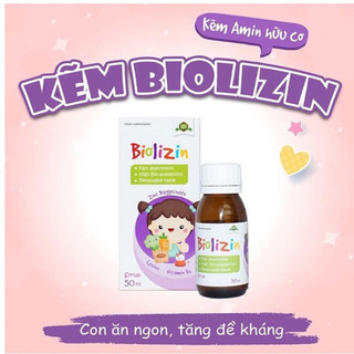 Biolizin kẽm hữu cơ lysine b6 giúp bé ăn ngon tăng đề kháng bổ sung kẽm chai 50ml