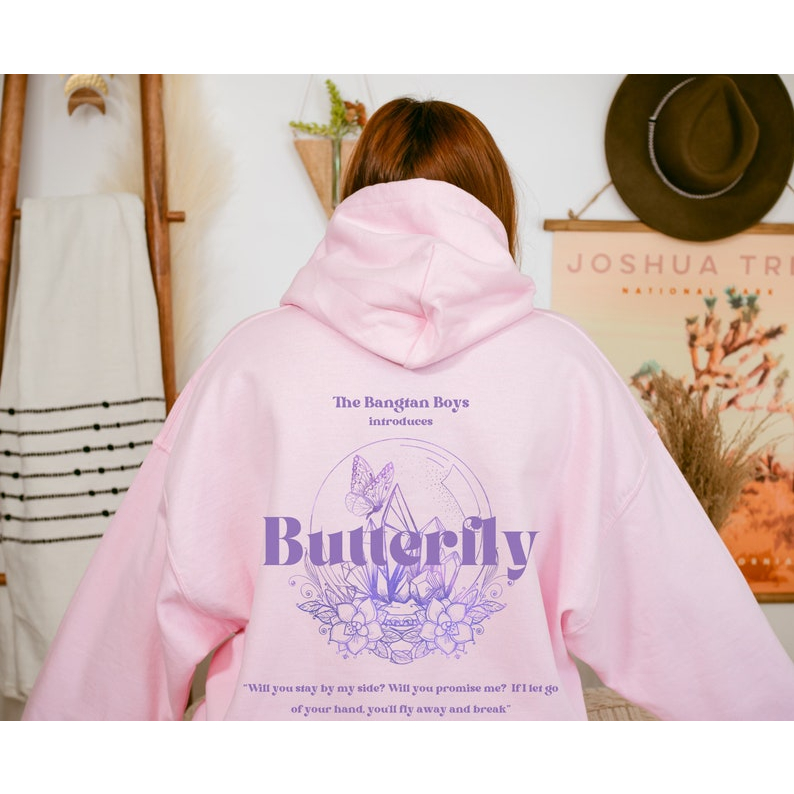 Áo hoodie hình bướm BTS