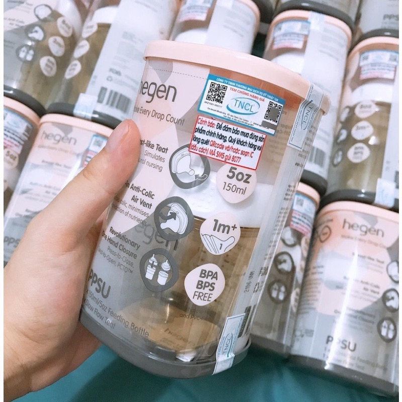 Bình sữa Hegen 150ml/240ml/330ml hỗ trợ đổi núm size