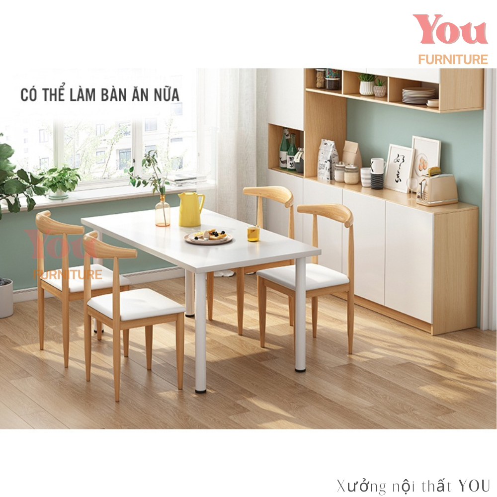 Bàn học gỗ sinh viên, Bàn làm việc cao hàn quốc đẹp, Bàn ăn decor phòng, bàn học ikea gỗ dài 80cm 1m 1m2, bàn chân tròn