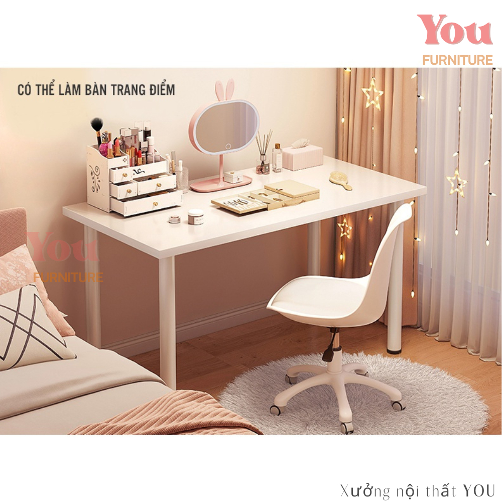 Bàn học gỗ sinh viên, Bàn làm việc cao hàn quốc đẹp, Bàn ăn decor phòng, bàn học ikea gỗ dài 80cm 1m 1m2, bàn chân tròn