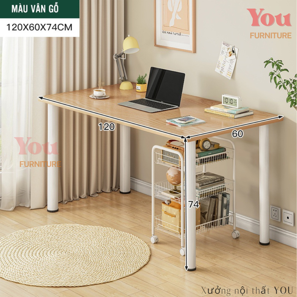 Bàn học gỗ sinh viên, Bàn làm việc cao hàn quốc đẹp, Bàn ăn decor phòng, bàn học ikea gỗ dài 80cm 1m 1m2, bàn chân tròn
