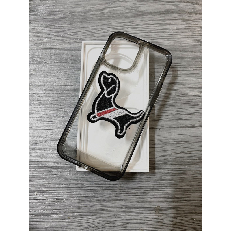 Ốp lưng viền ombre xám CHÓ BULL chống ố bẩn cạnh vuông cho i phone 7 đến 14promax