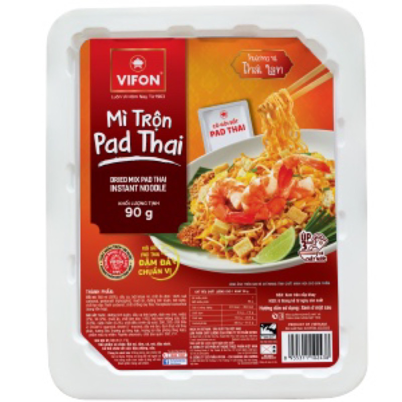 Mì trộn Pad Thái Vifon khay 90g-1 hộp mì xào trộn sốt thái chua cay ăn liền
