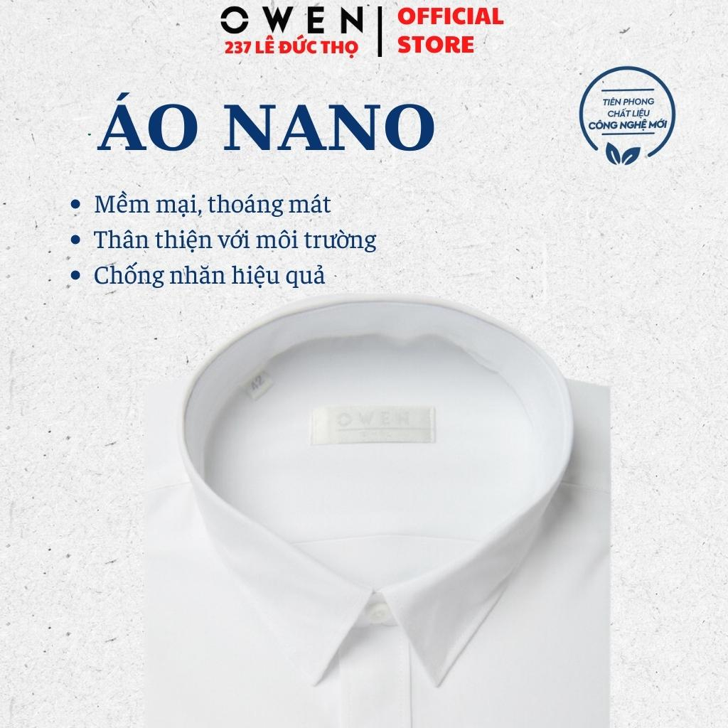 Áo sơ mi trắng trơn nam OWEN AS221196D somi công sở dài tay form slim fit tà lượn không túi chất nano cao cấp nhẹ mát