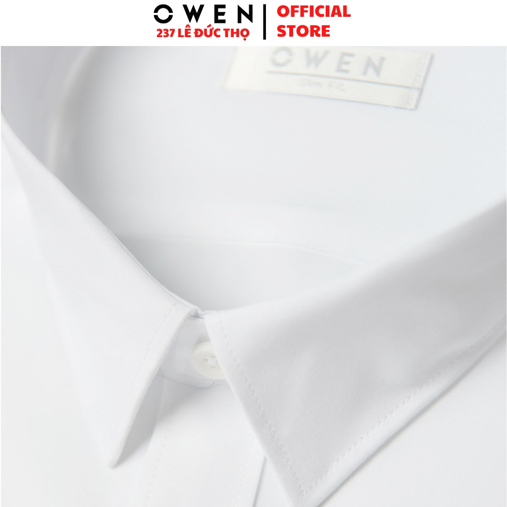 Áo sơ mi trắng trơn nam OWEN somi công sở dài tay form slim fit tà lượn không túi chất nano cao cấp nhẹ mát chống nhăn