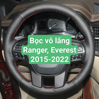 Bọc vô lăng Ford Everest Ford Ranger 2015-2022, ốp da khâu vô lăng Ford Ranger Ford Everest bằng da nappa cao cấp