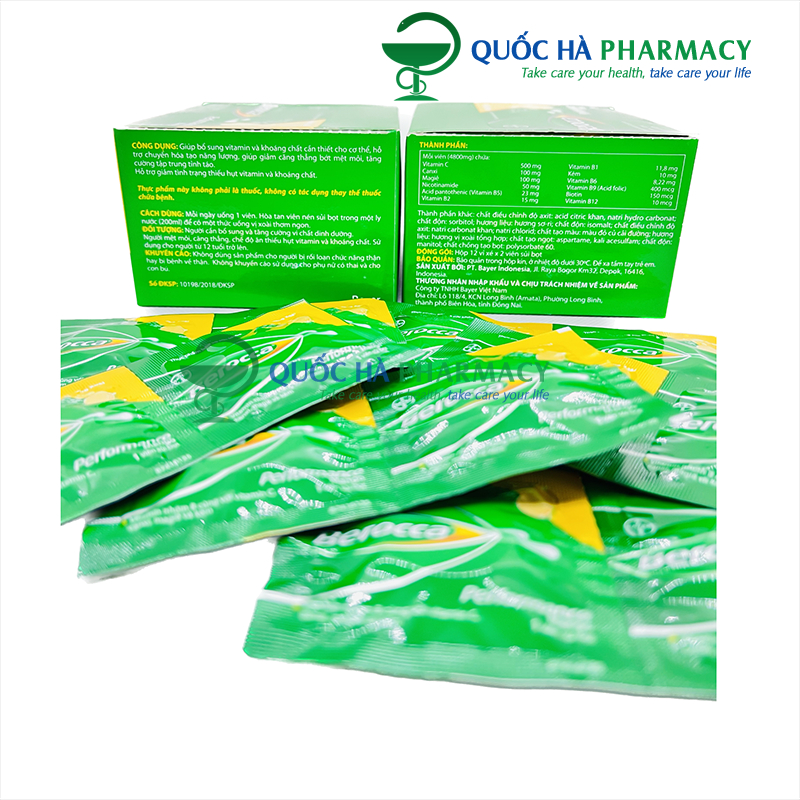 Viên sủi Berocca gói 1 viên - hộp 24 viên - HD: 11/23 Vị xoài - Quốc Hà Pharmacy