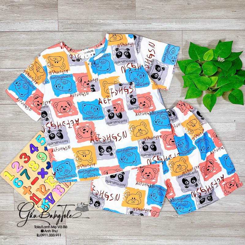 Đồ tole/lanh bé trai tay ngắn quần đùi GAUBABYTOLE, vải loại 1, thấm hút tốt