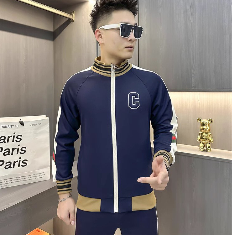 Quần áo thu đông nam, Bộ nỉ nam, Bộ thể thao nam thu đông bộ logo thêu chữ C