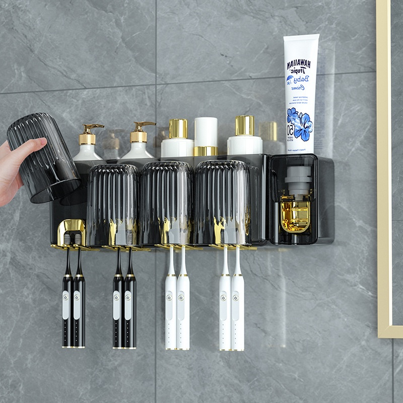 Bộ Cốc Kèm Nhả Kem Đánh Răng Tự Động Treo Tường Sang Trọng Tiện Lợi