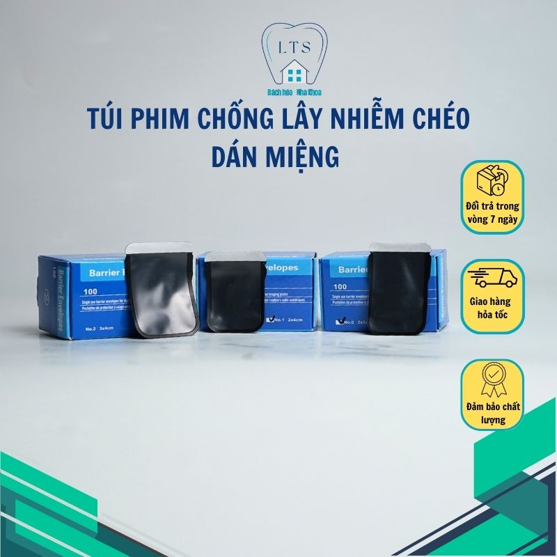 Túi phim nha khoa có dán miệng màu đen X-ray Phosphor cover film hộp/100c