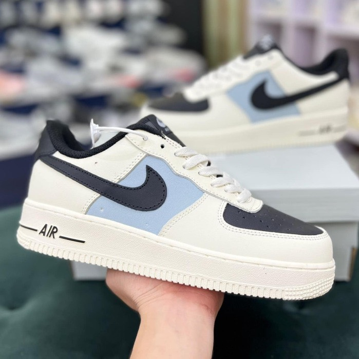 Giày AF1 dây thừng âm dương canvas Giày sneaker af1  vạch đen móc xám mũi đen cao cấp nam nữ