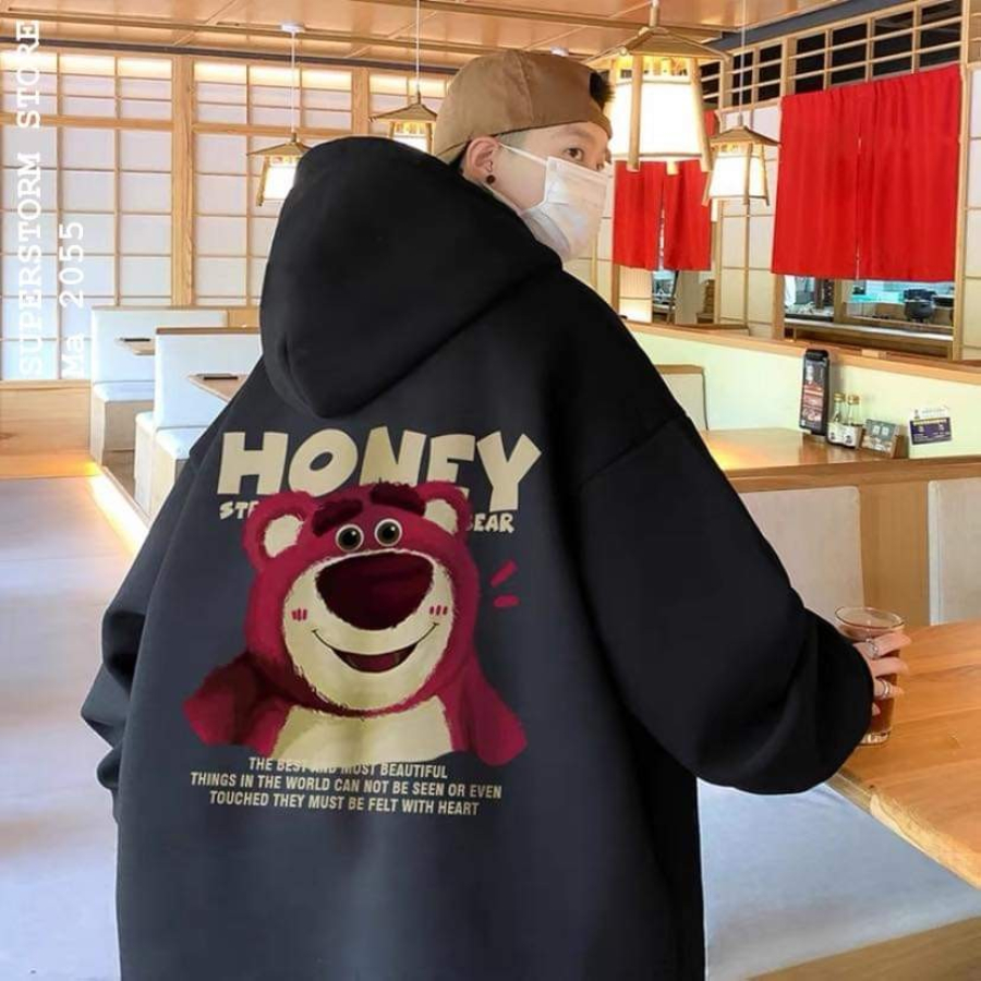 Khoác Nỉ Hoodie Gấu Dâu Phù Hợp Nam Nữ - Azura Store
