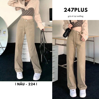 Quần jean ống suông màu nâu hot trend 247plus - jeannau224p2/k1