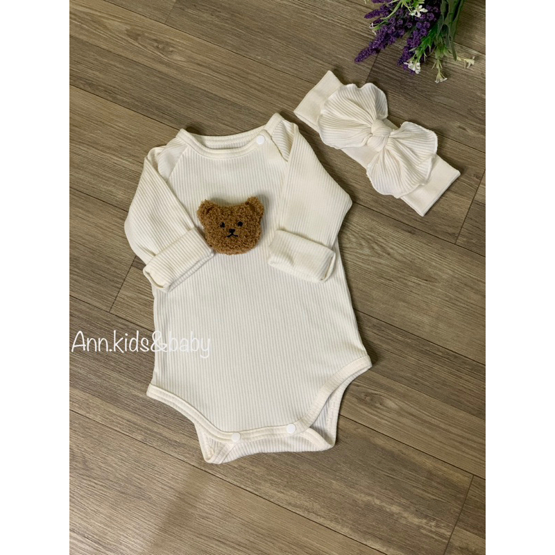 Bodysuit dài tay cho bé trai ,bé gái kèm quần dài và mũ vải cotton gân hàn mềm mại co giãn,mặc thu đông từ 4 đến 12kg.