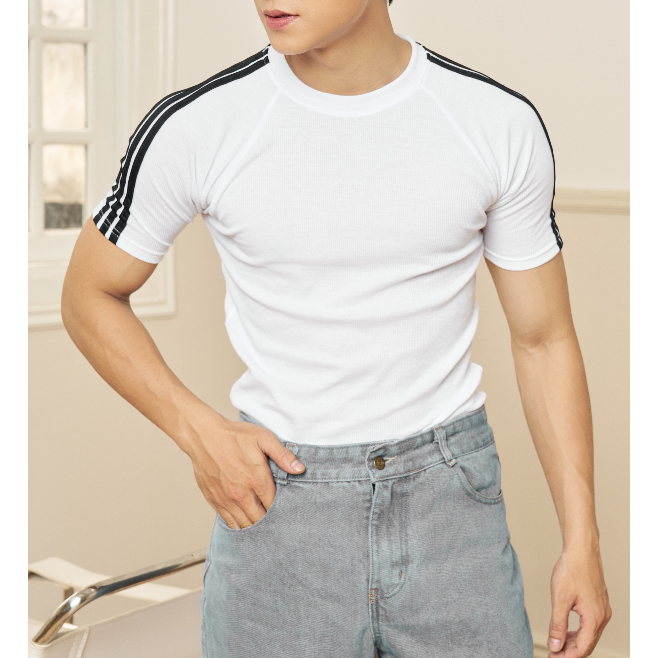 Áo thun nam Soonvn cotton thun gân cổ tròn form slimfit 3 màu LT02