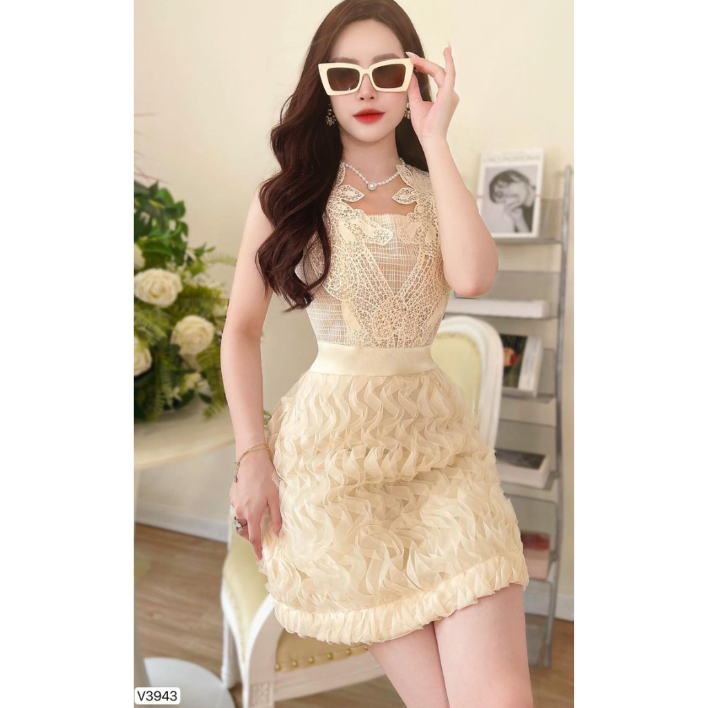Đầm Thiết Kế MAY RC3943 Chất Liệu Ren Cao Cấp - Đầm Dự Tiệc Sang Trọng Chuẩn MAY