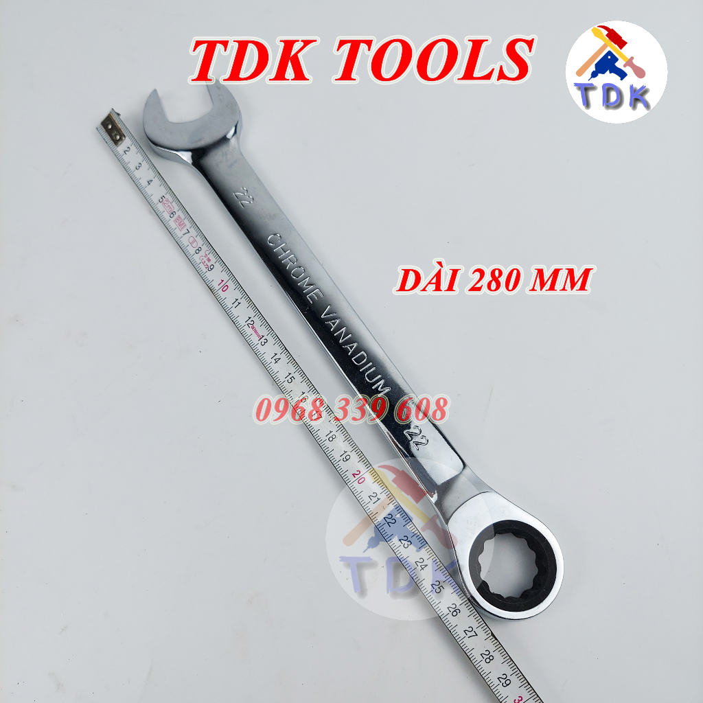 22mm Cờ lê vòng miệng tự động F0051-22 C-Mart, khoá đảo chiều bằng thép CR-V