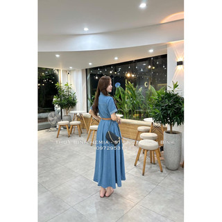 váy đầm sơ mi xoè maxi .