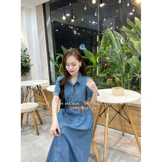 váy đầm sơ mi xoè maxi .