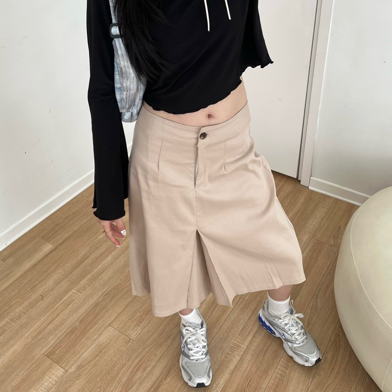 Low waist pleated midi skirt - chân váy lửng cạp trễ