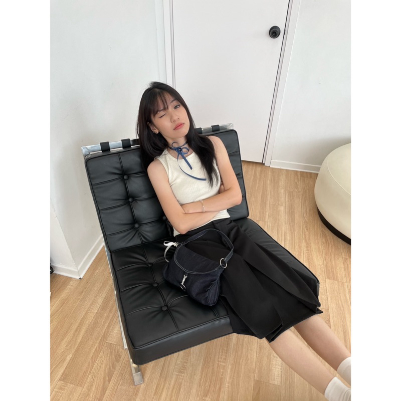 Low waist pleated midi skirt - chân váy lửng cạp trễ