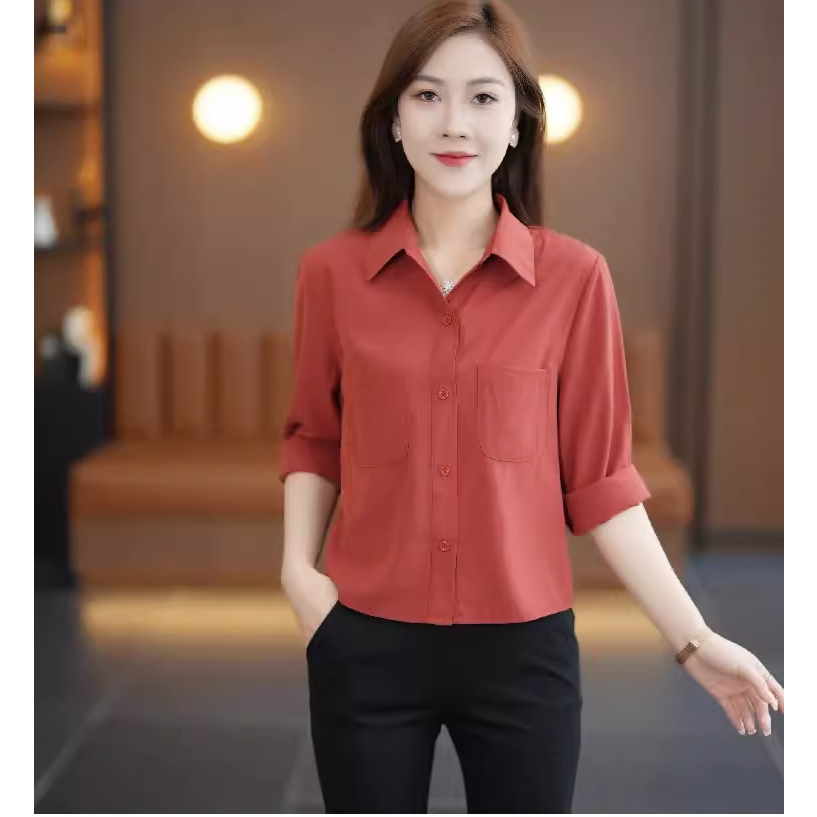 Áo sơ mi nữ dài tay chân ái cho mùa thu 2023