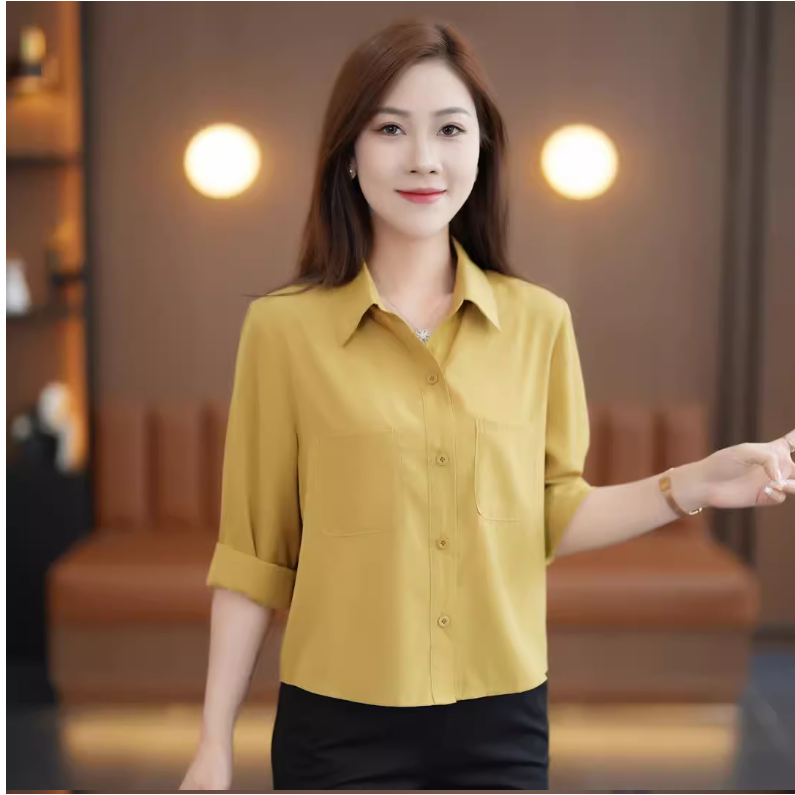 Áo sơ mi nữ dài tay chân ái cho mùa thu 2023