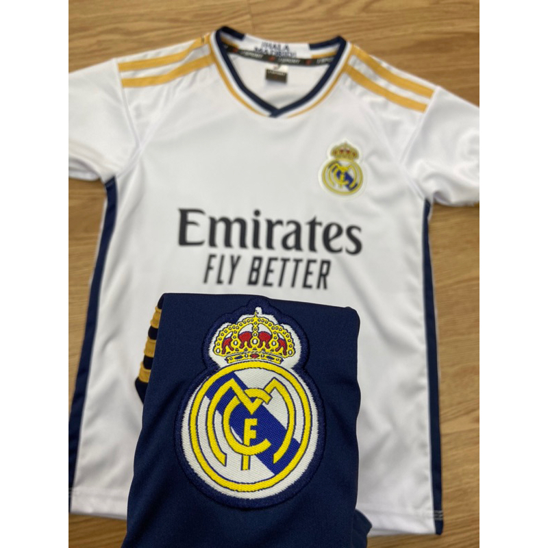 Bộ quần áo đá banh trẻ em REAL Madrid, Bộ quần áo bóng đá trẻ em in tên và số theo yêu cầu