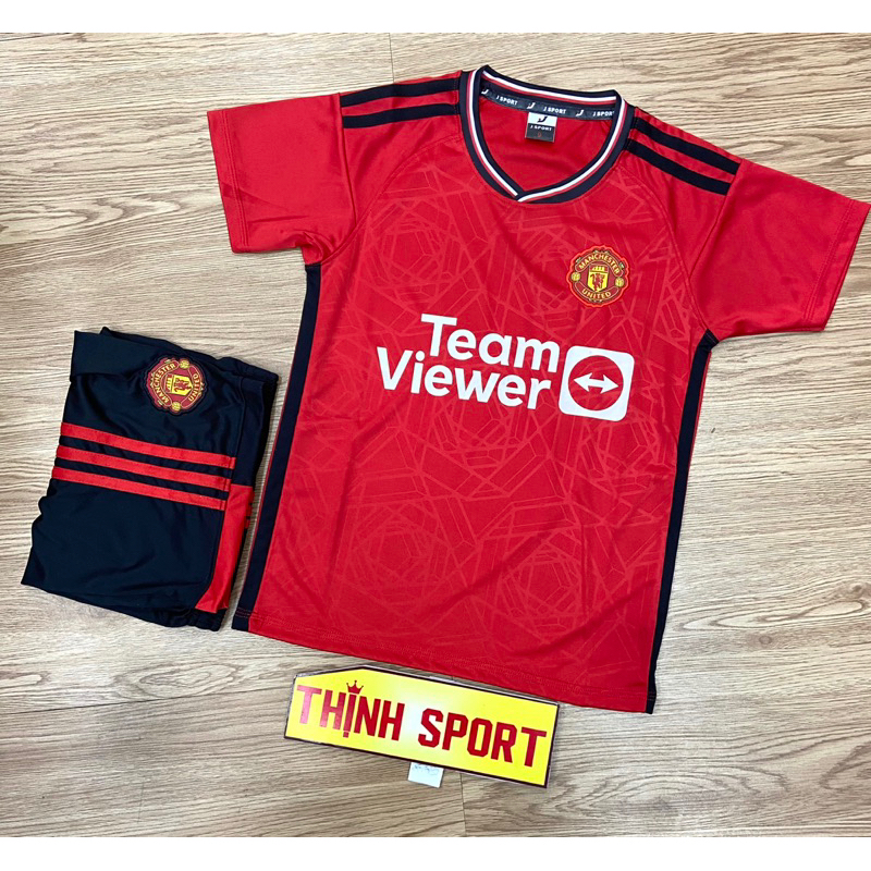 Bộ quần áo đá banh trẻ em MANCHESTER đỏ, Bộ quần áo bóng đá trẻ em in tên và số theo yêu cầu