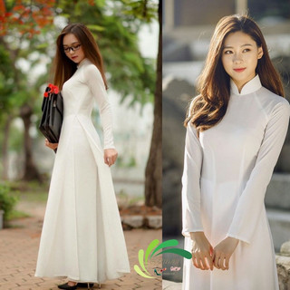 Áo dài trắng học sinh chất lụa có lót trước sau siêu xinh