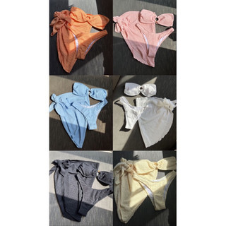 [Hàng Sẵn - Hoả tốc ] Set Bikini 3 món kèm khăn choàng eo