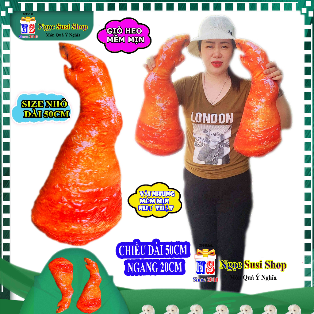 GẤU BÔNG HÌNH GIÒ HEO 3D VẢI NHUNG MỊN SIZE NHỎ 50CM DÀNH CHO BÉ ÔM NGỦ [NGỌC SUSI]