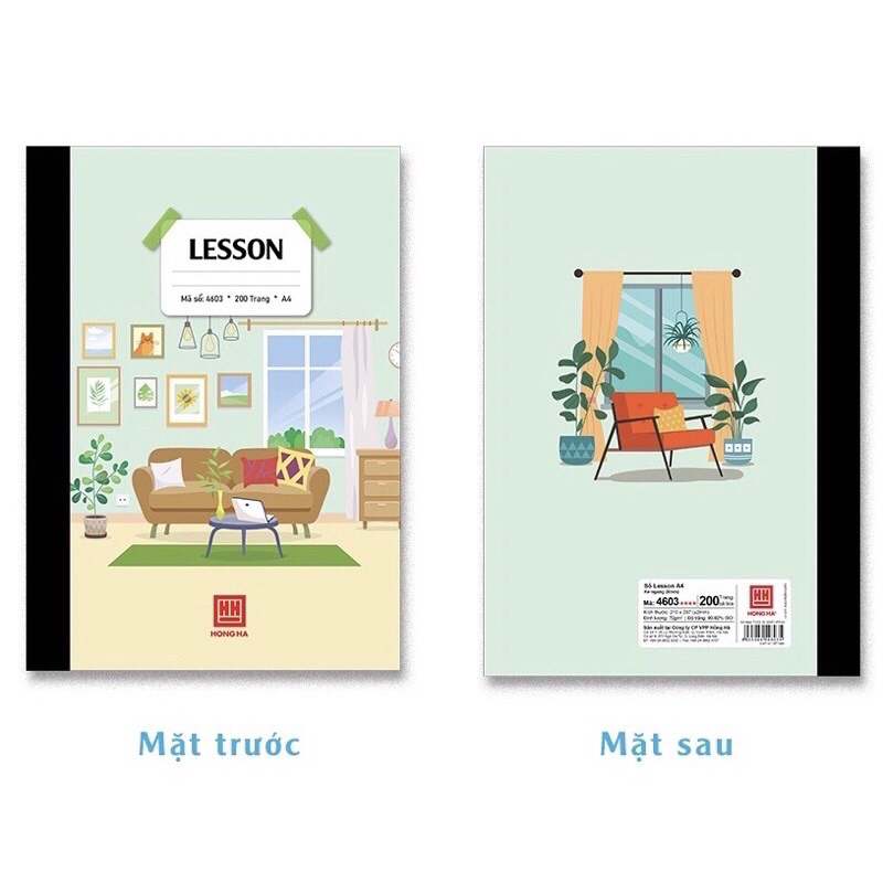 Sỏ bìa bồi A4 Lesson 200/300/400 trang Hồng Hà dòng kẻ ngang_Giấy dày