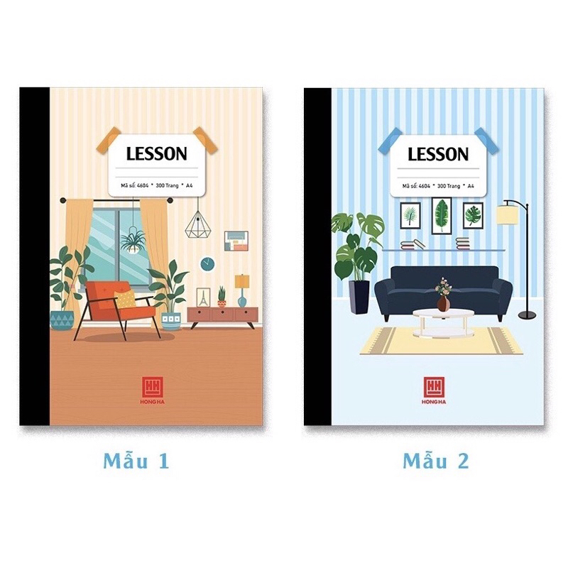 Sỏ bìa bồi A4 Lesson 200/300/400 trang Hồng Hà dòng kẻ ngang_Giấy dày