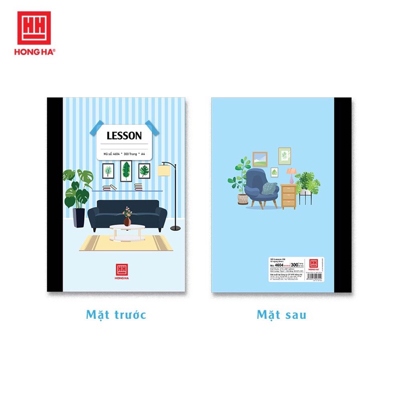 Sỏ bìa bồi A4 Lesson 200/300/400 trang Hồng Hà dòng kẻ ngang_Giấy dày