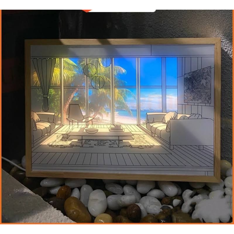TRANH ĐÈN LED PHONG CẢNH 3D 3 CHẾ ĐỘ MÀU TRANG TRÍ DECOR PHÒNG NGỦ PHÒNG VÀ LÀM QUÀ TẶNG ĐỘC ĐÁO