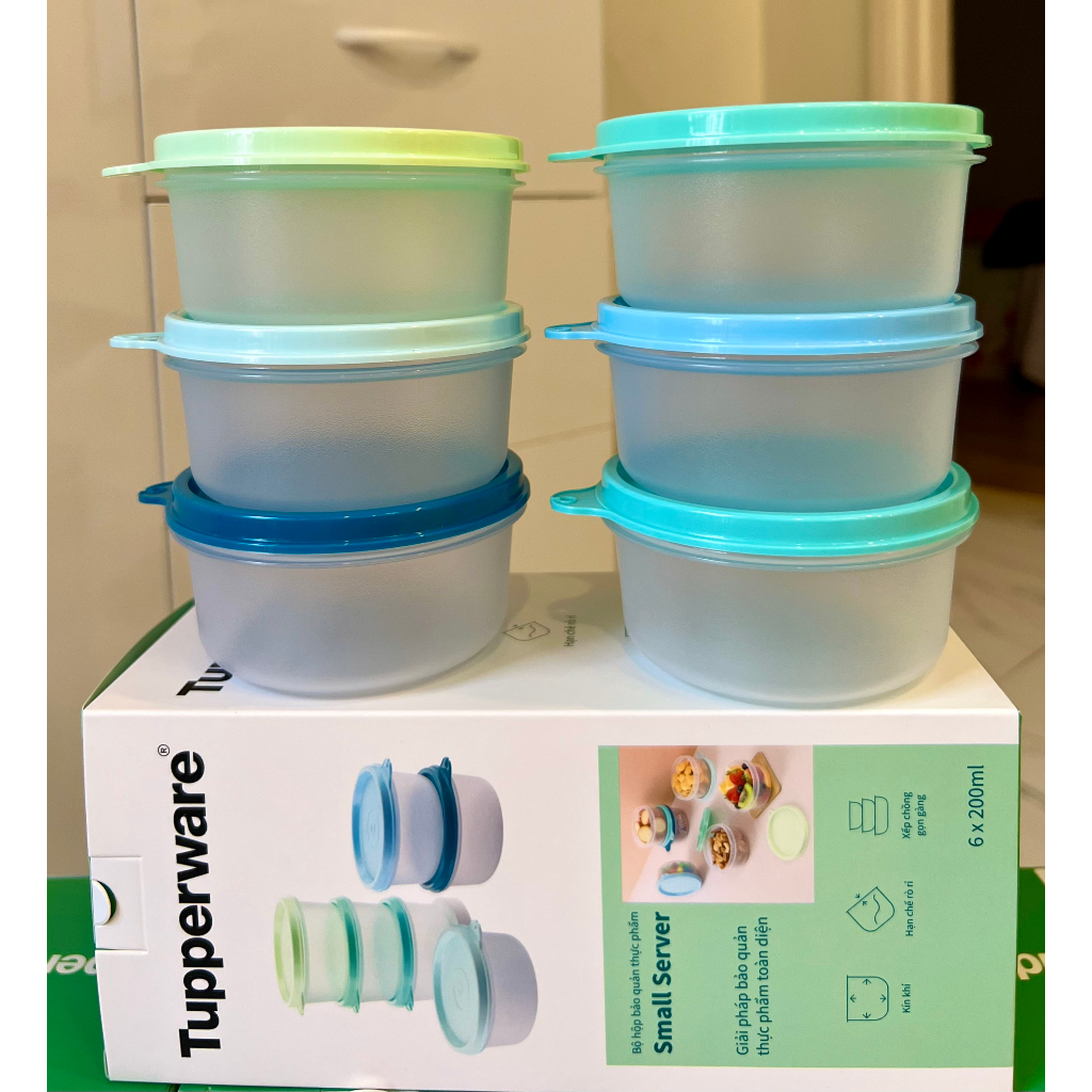 Bộ 6 Hộp Nhựa Nguyên Sinh Bảo Quản Thực Phẩm Small Server - Tupperware - Kín mùi - Kín khí