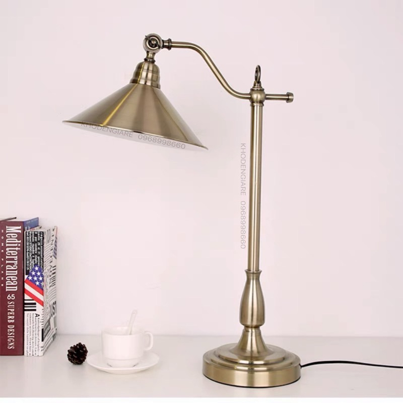 Đèn Bàn Đọc Sách Phong Cách Châu Âu Cổ Điển Vintage ánh sáng vàng DB-IN-3006