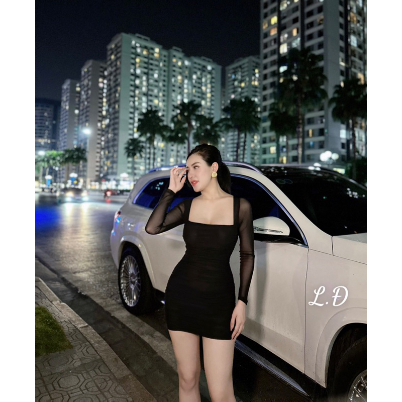 Váy body lưới nhún siêu đẹp