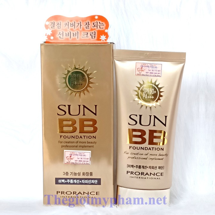Kem Nền SUN BB Dưỡng Trắng Xóa Nhăn Và Chống Nắng Prorance SPF 50+ PA+++ 50g